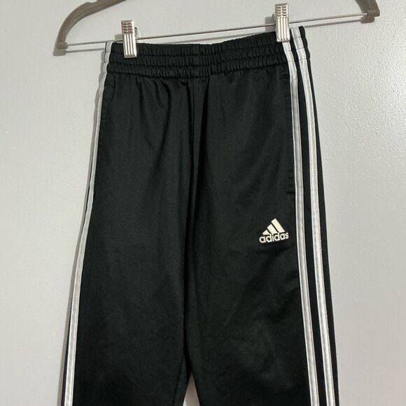 Adidas Kids Black Track Pants with white stripes A552 size 8 - Picture 4 of 6